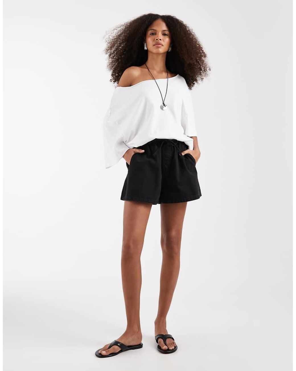 ASOS White Denim Pull On Shorts