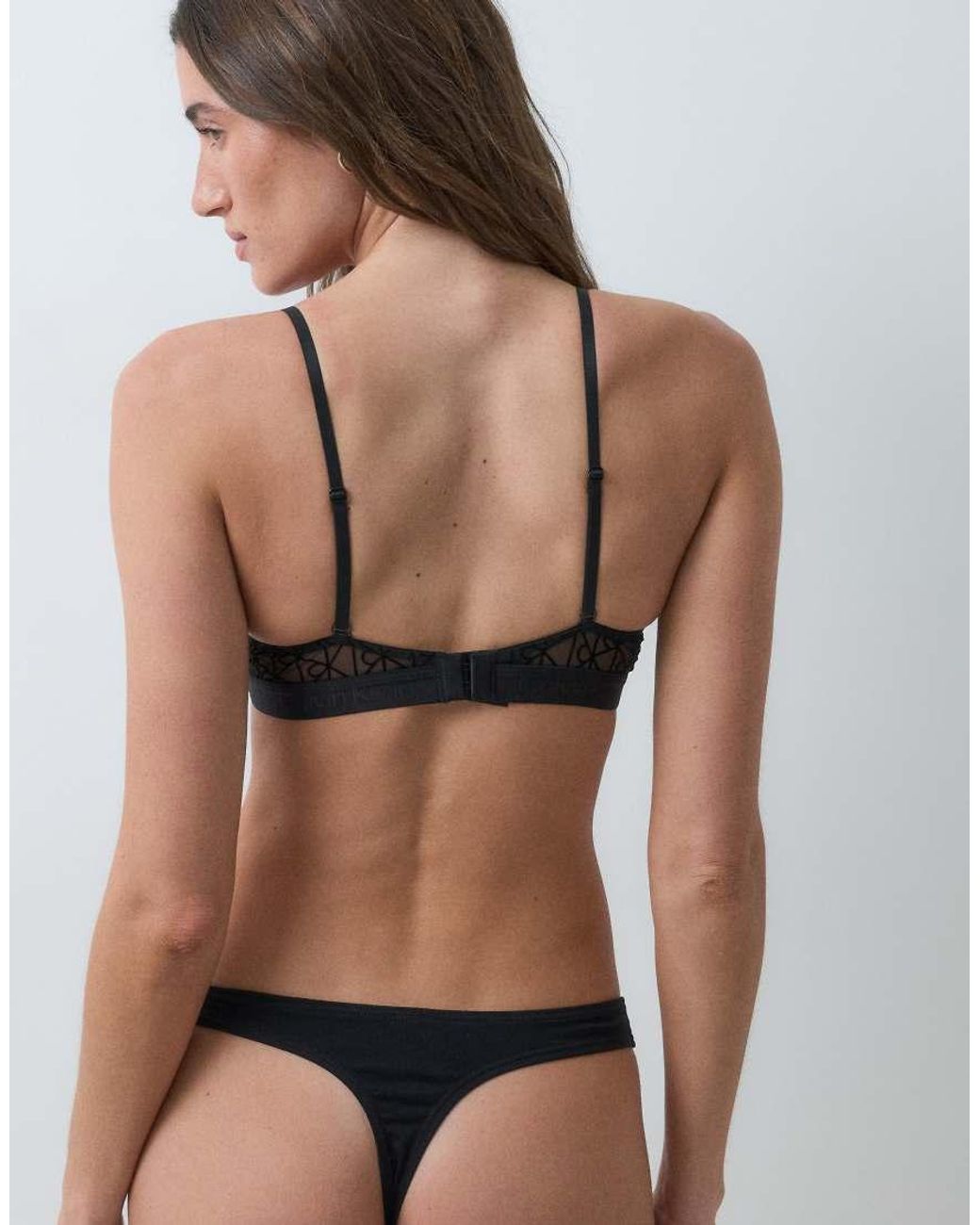 Calvin Klein Black Flocked Lightly Lined Demi Bra