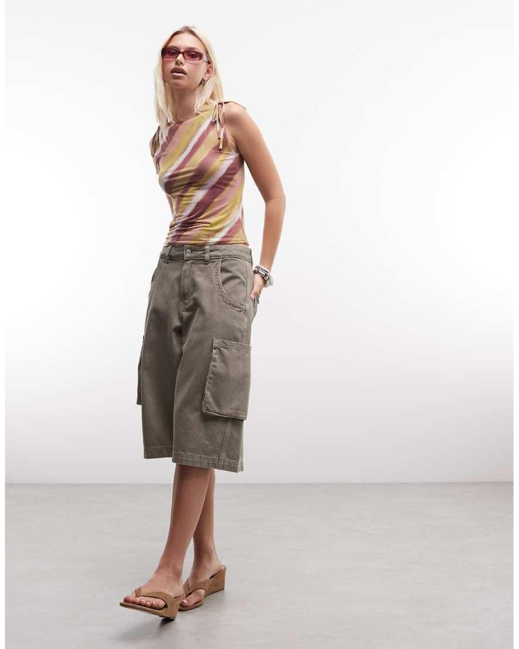 Reclaimed Vintage Multicolor Slash Neck Top