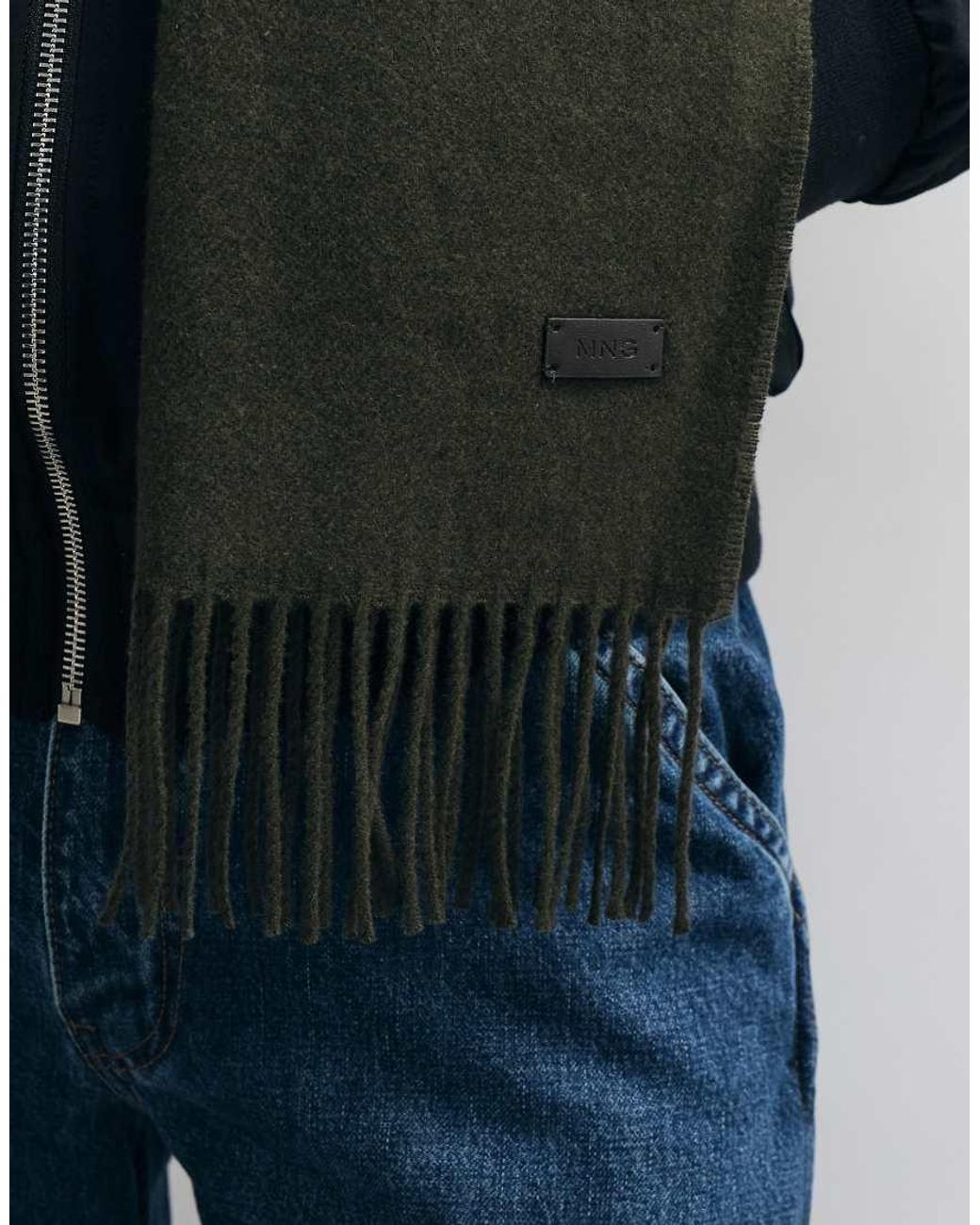 Mango Green Knitted Scarf for men