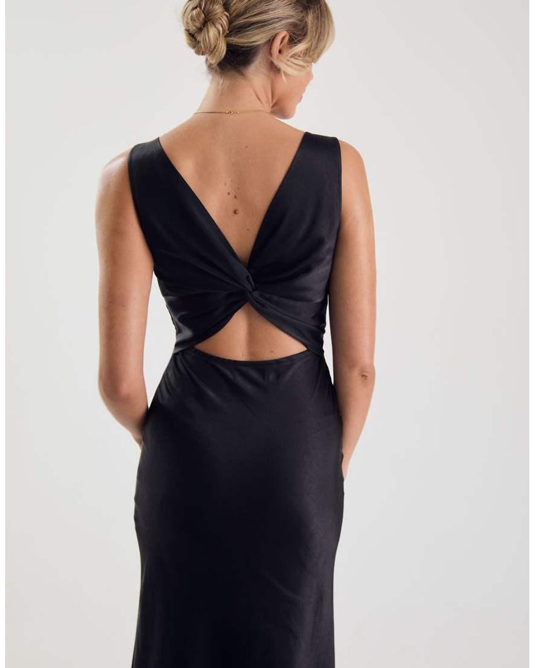 Six Stories Blue Twist Back Satin Bridesmaid Dress
