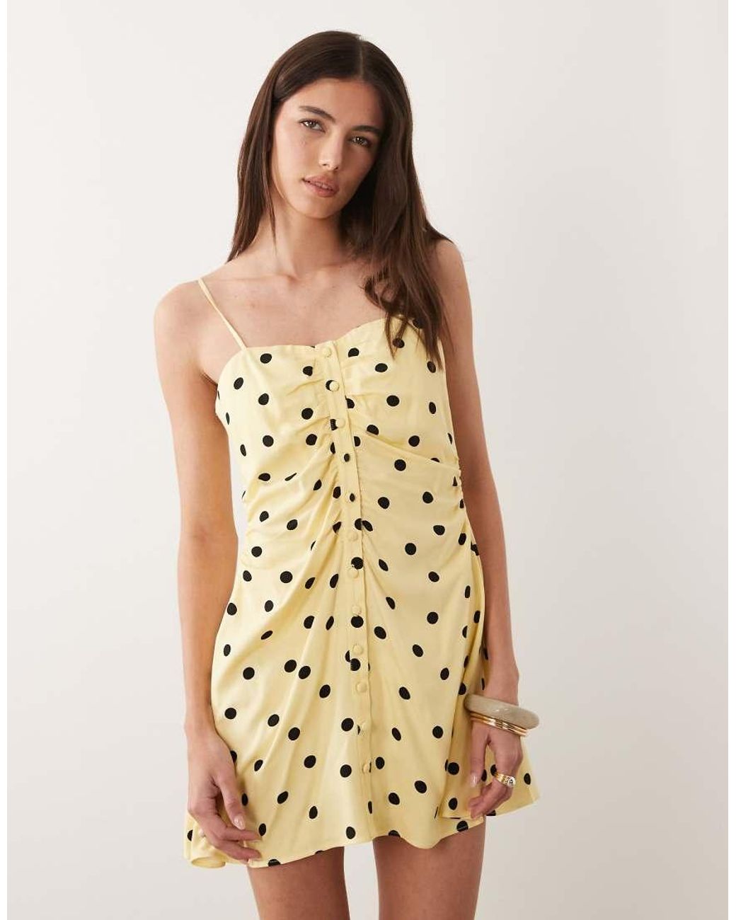 Nobody's Child Natural Cerys Ruched Detail Cami Mini Dress