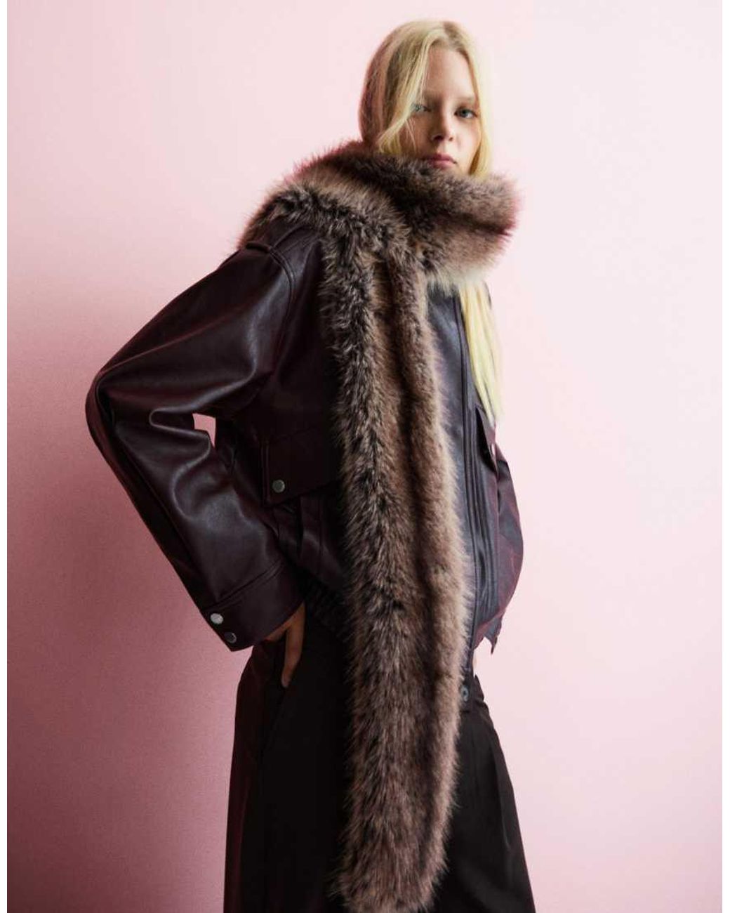 Bershka Black Faux Fur Stole