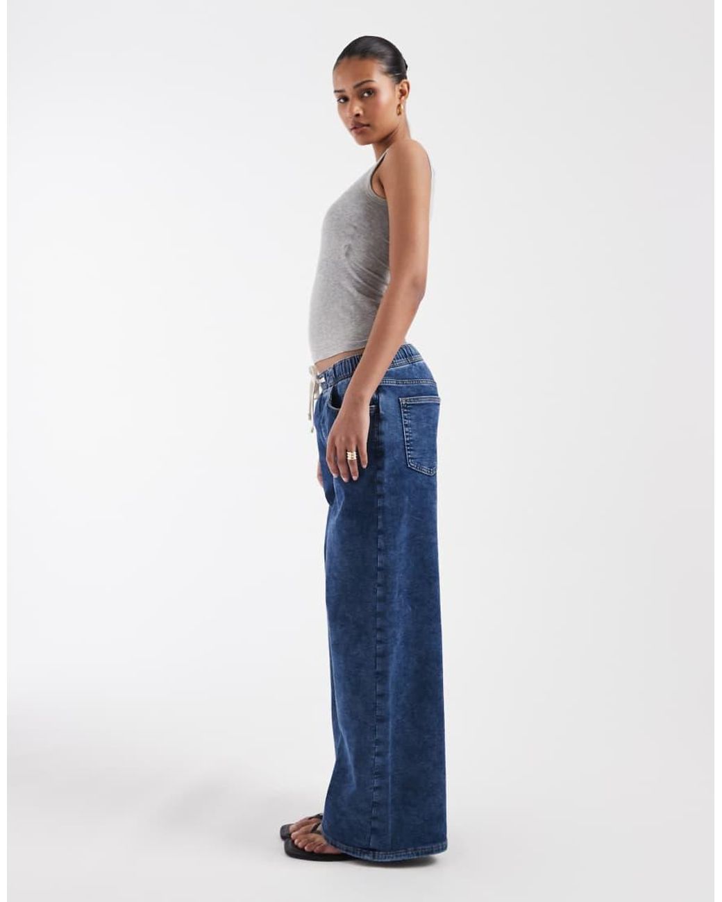 Gap Blue Tie Waist Drawstring Wide Leg Jeans