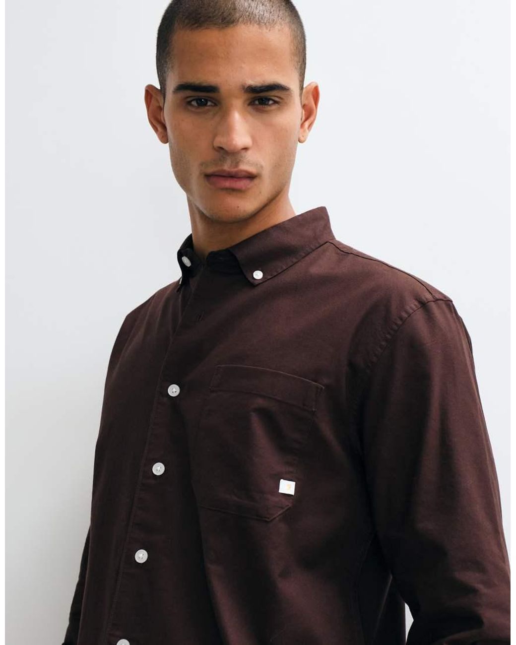 Farah Black Brewer Long Sleeve Logo Shirt for men