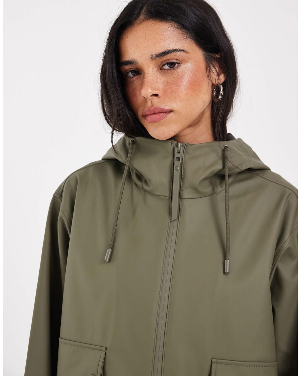 ONLY Green Hooded Rain Jacket