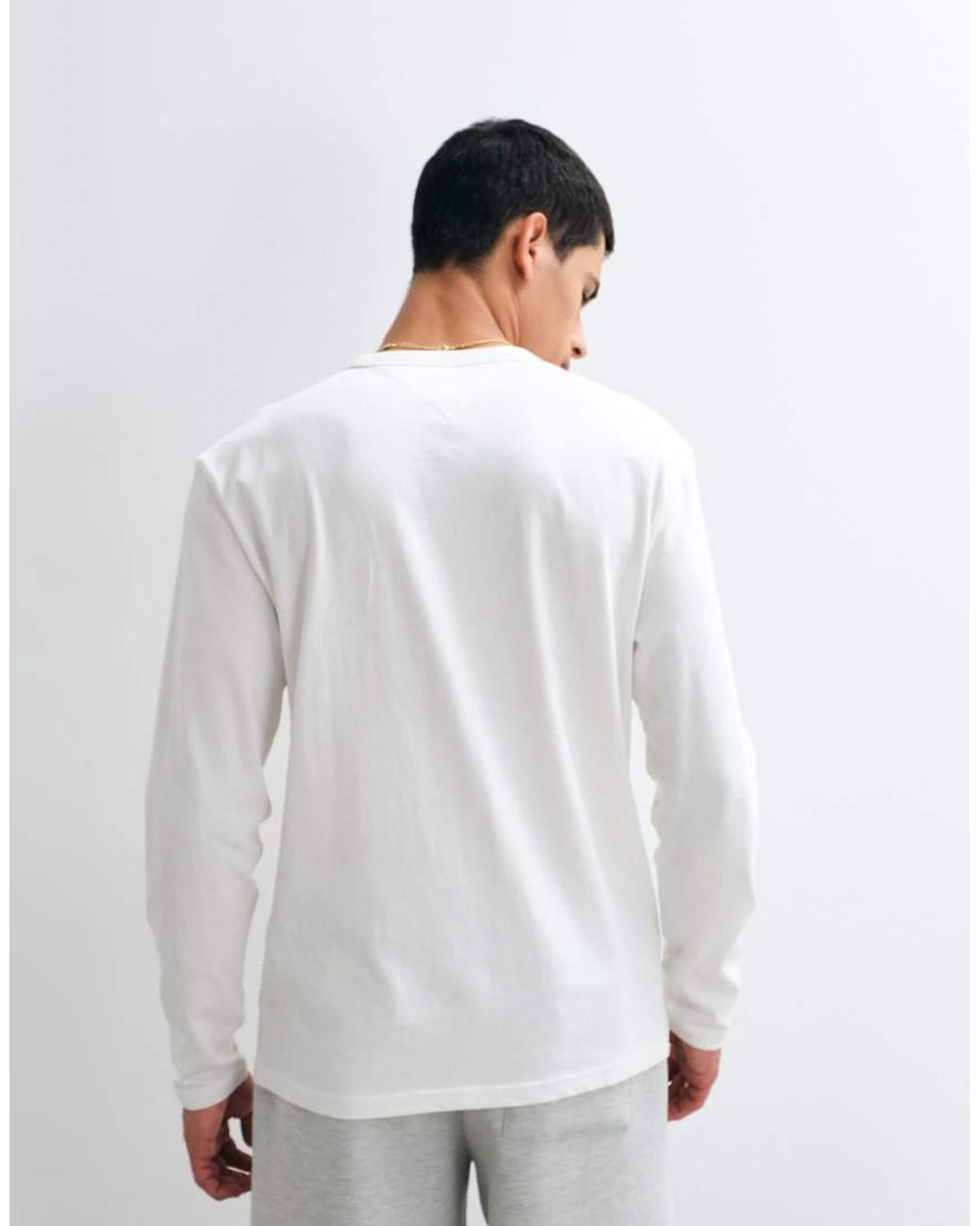 Tommy Hilfiger White Badge Logo Long Sleeve T-shirt for men