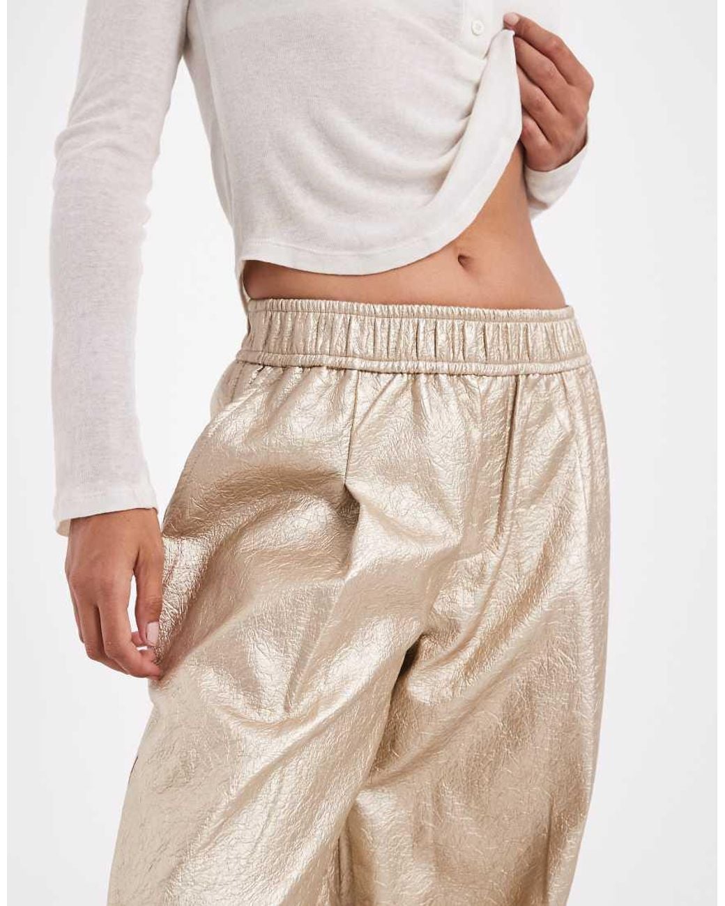 ASOS Natural Tailored Faux Leather Tapered Trouser