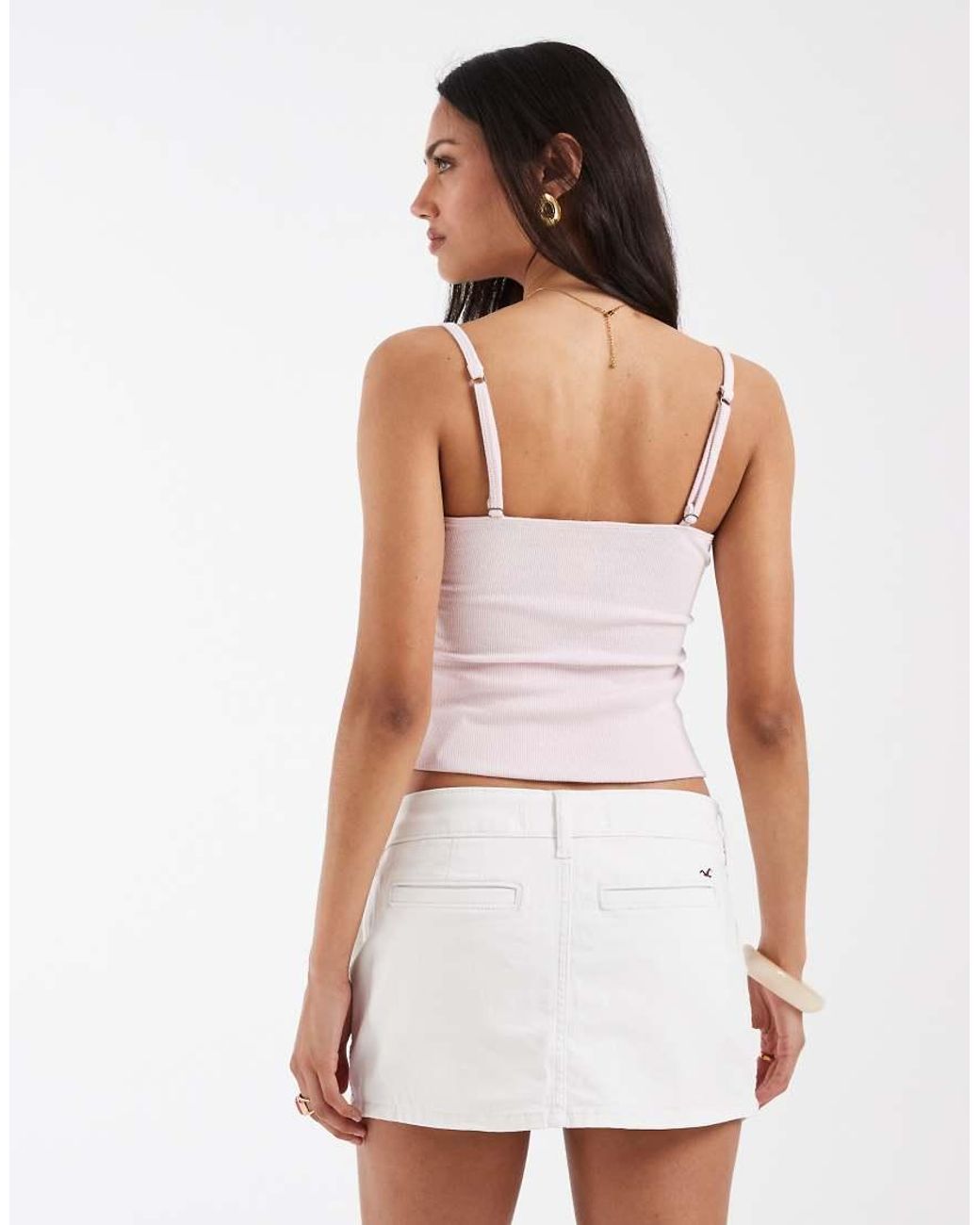 Hollister White Low Rise Twill Mini Skirt