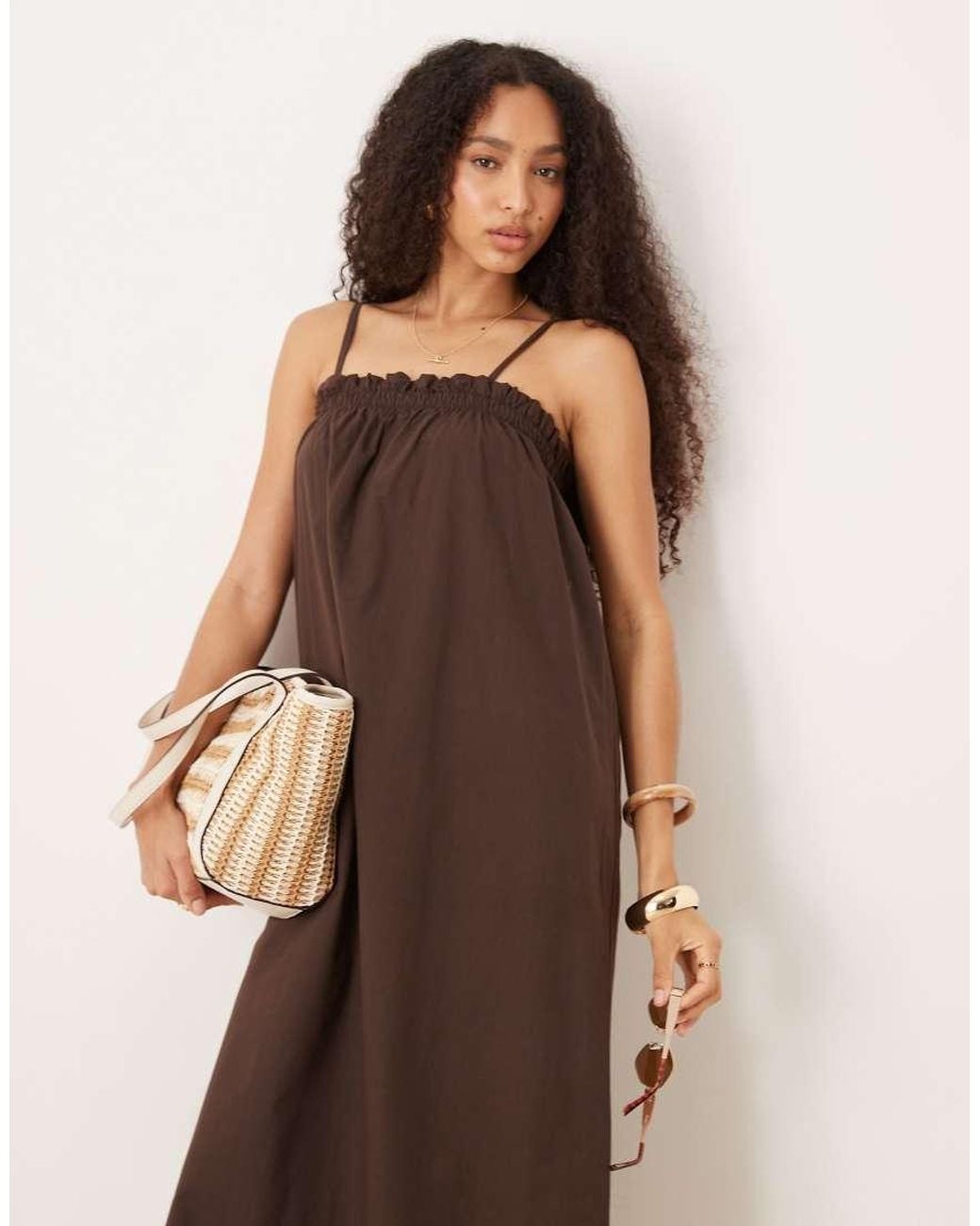 ASOS Natural Trapeze Maxi Cami Dress