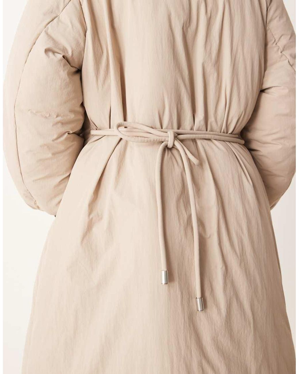 ASOS Natural Funnel Neck Longline Puffer Jacket