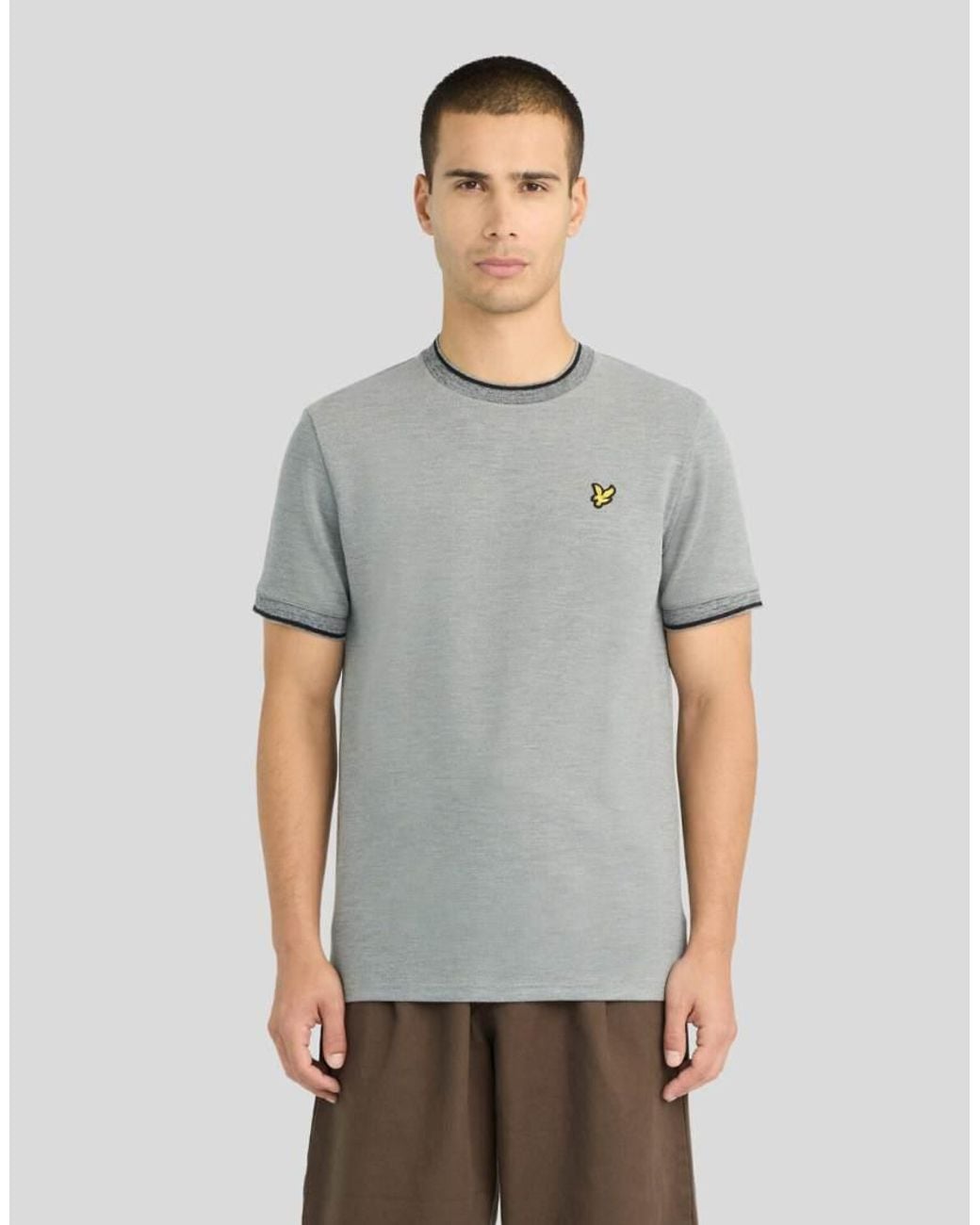 Lyle & Scott Gray Ls T-Shirt Static Marl Interlock T-Shirt for men