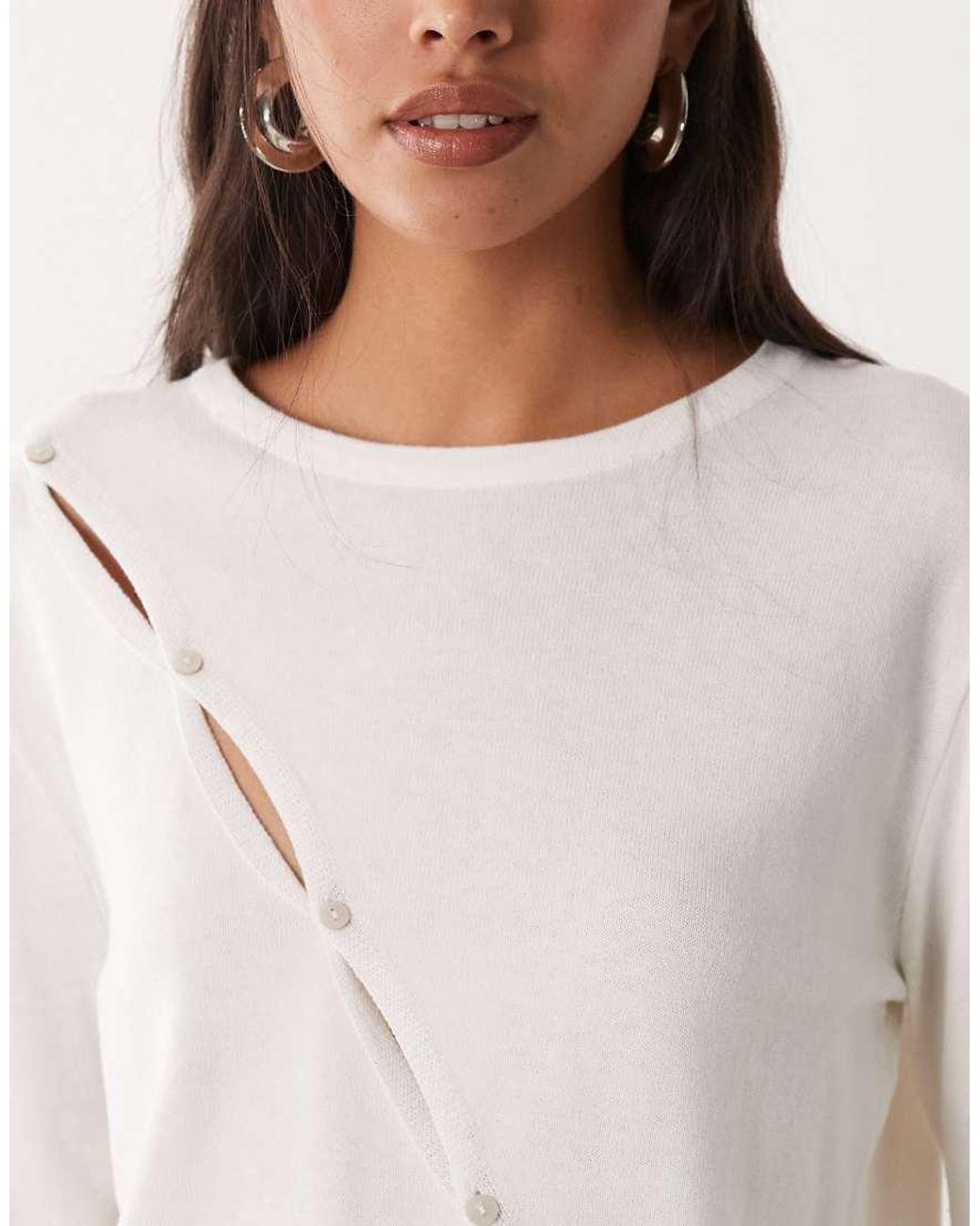 Mango Natural Teen Asymmetric Button Detail Cardigan