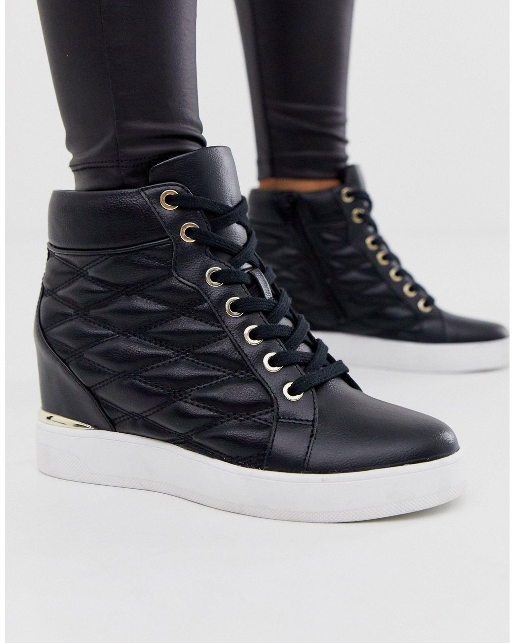 aldo wedge sneakers black