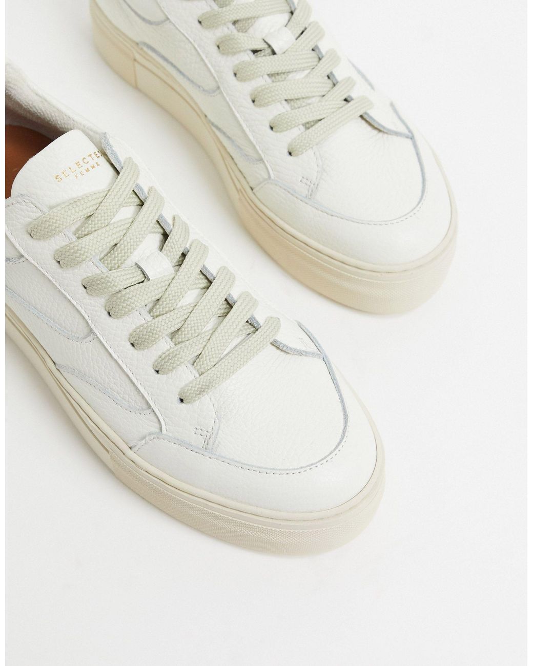 SELECTED Femme Platform Leather Sneaker in White | Lyst Australia