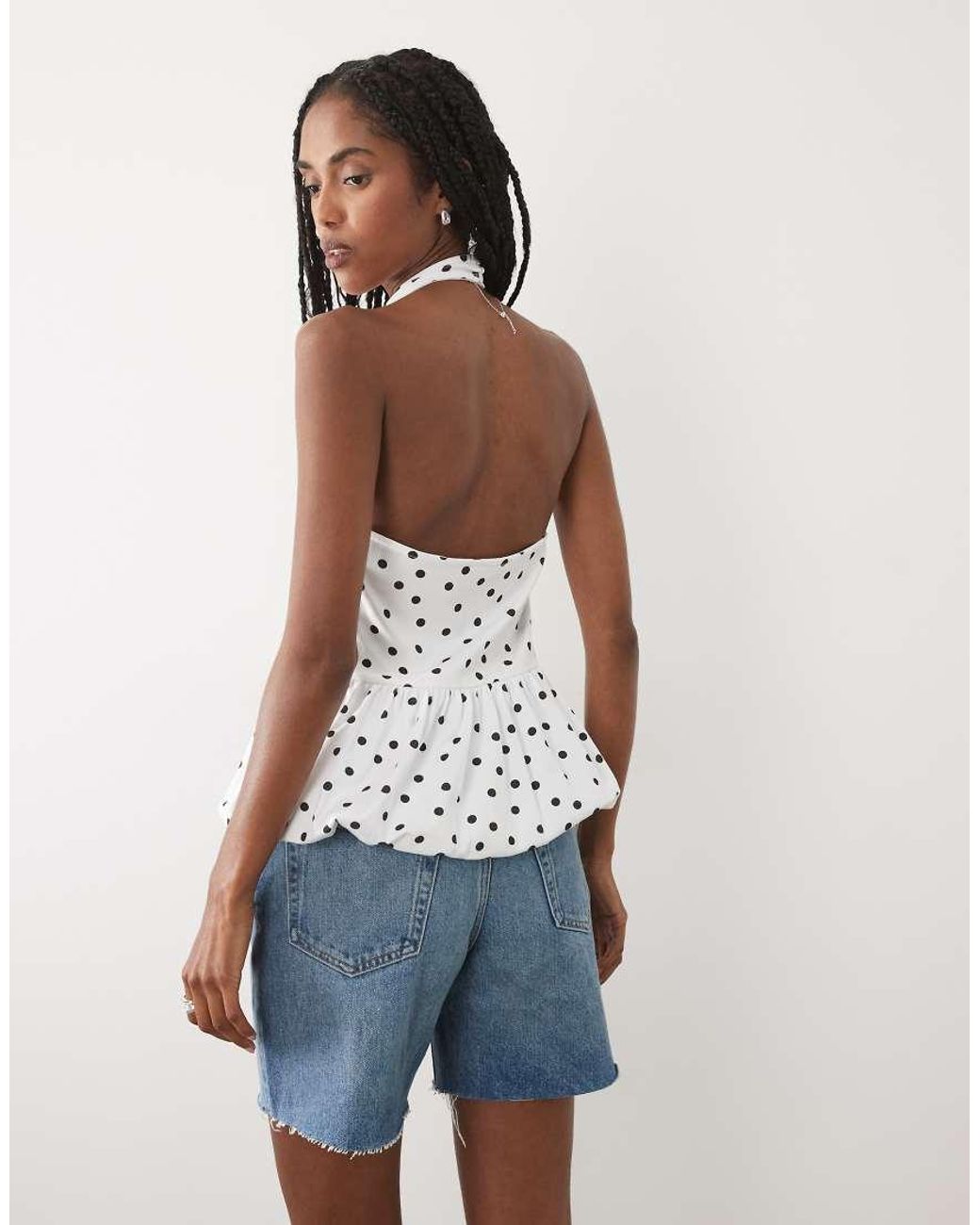 ASOS Blue Halter Neck With Bubble Hem Top