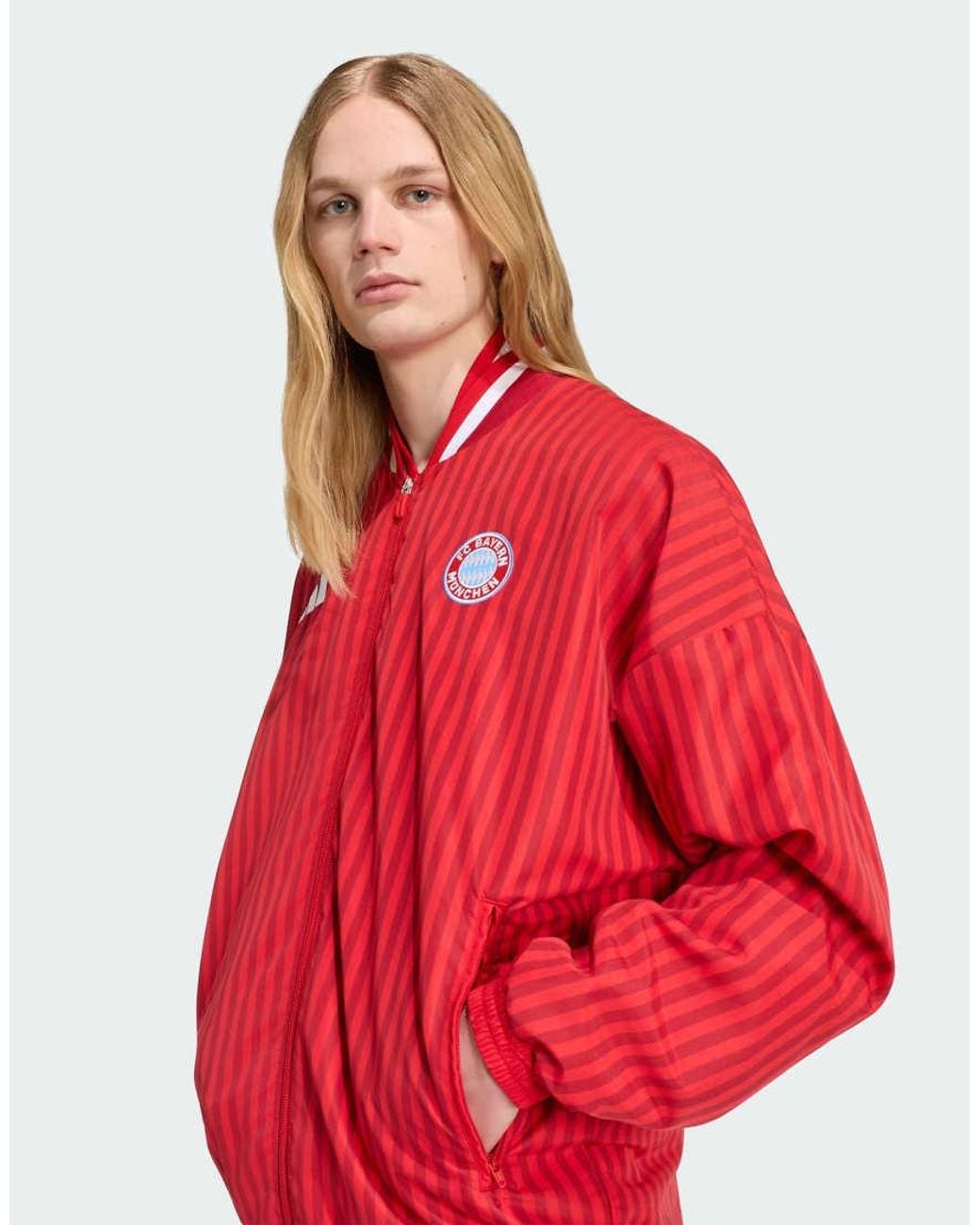 Adidas Originals Red Fc Bayern Muenchen Stadium Track Top for men