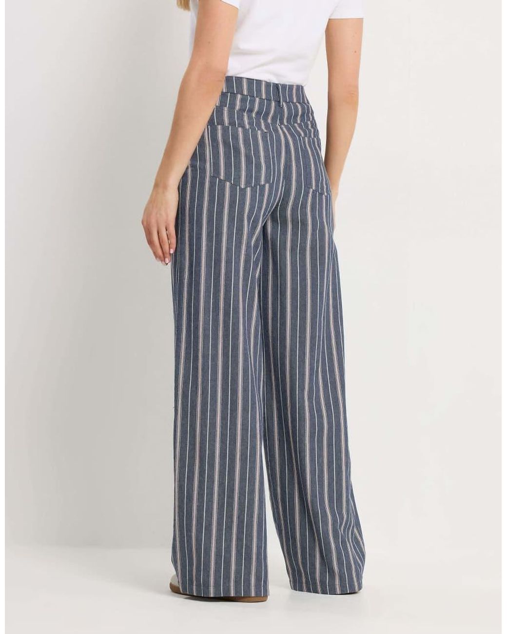Long Tall Sally Blue Stripe Denim Wide Leg Jeans