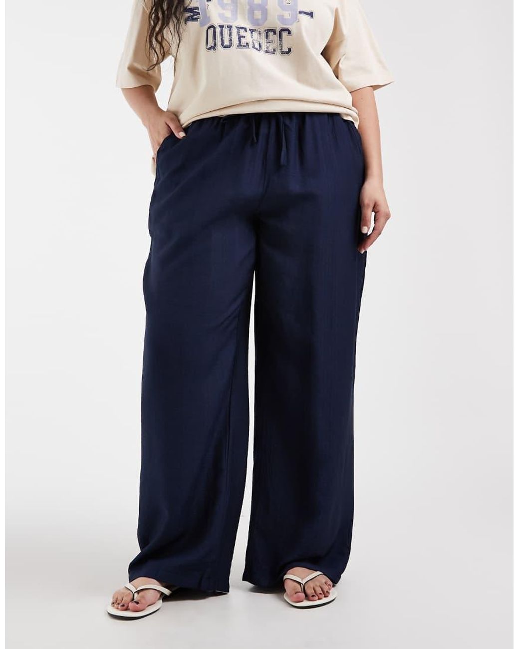 ONLY Blue High Waist Textured Pants