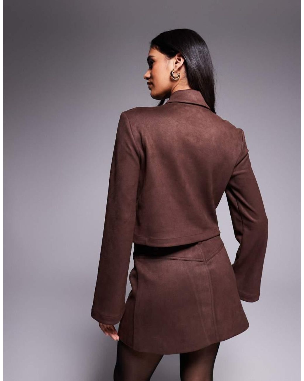 Bardot Brown Lorenzo Faux Suede Button Front Shacket Co-Ord