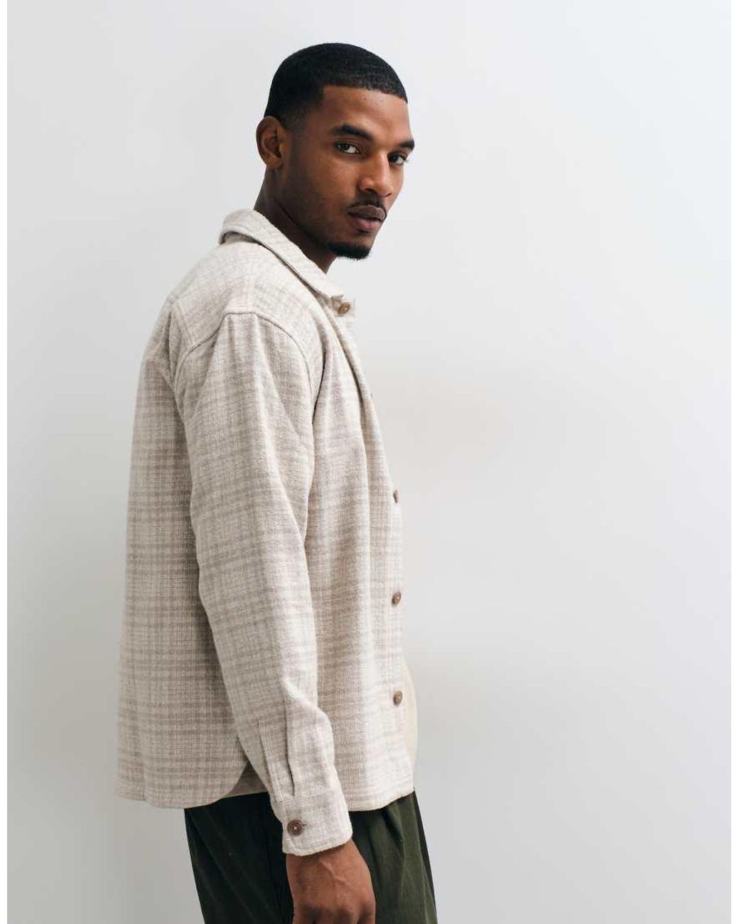 Abercrombie & Fitch Natural Oversized Flannel Shirt for men