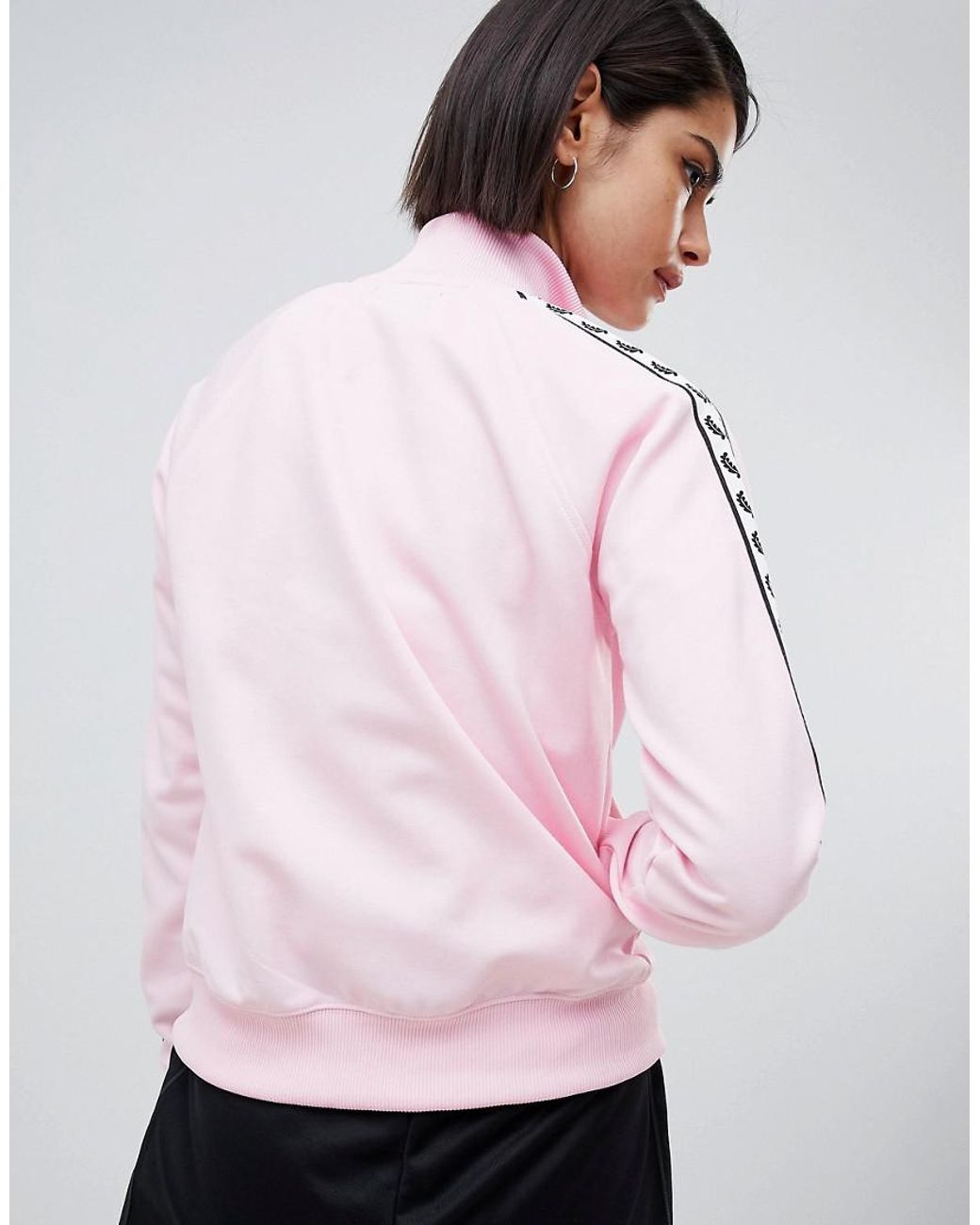 Fred Perry Track Jacket With Logo Tape in Pink | Lyst UK