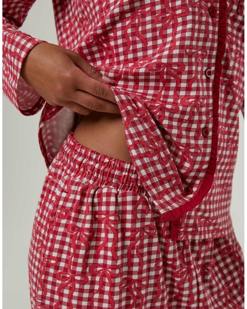 Skinnydip London Red Gingham Bow Christmas Pyjama Set With Scrunchie