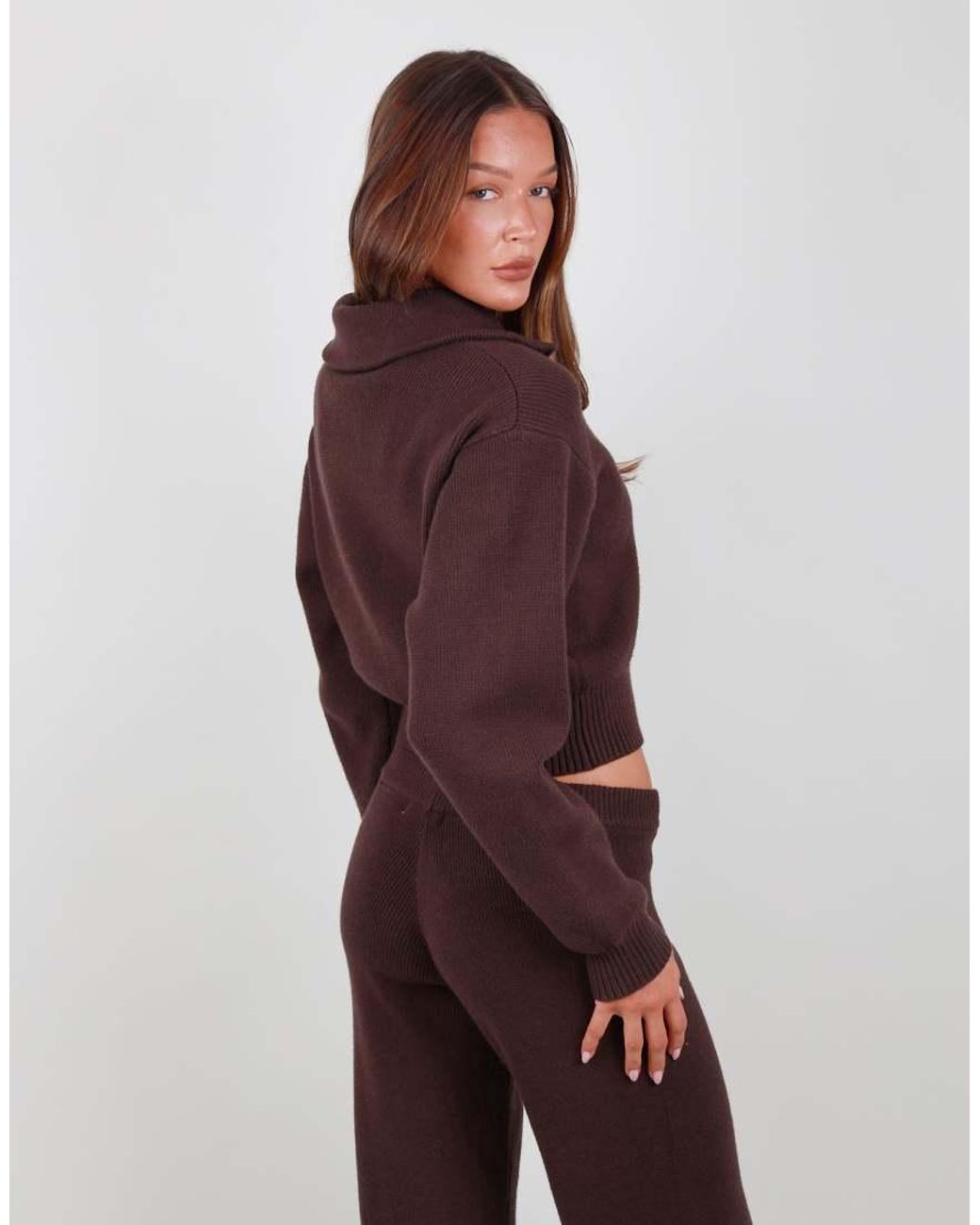 SIMMI Collared Knit Zip Up Sweater