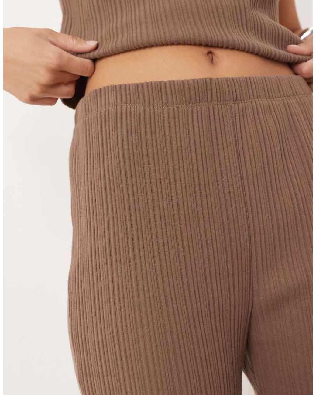 ASOS Natural Brushed Mixed Rib Trouser Co-ord