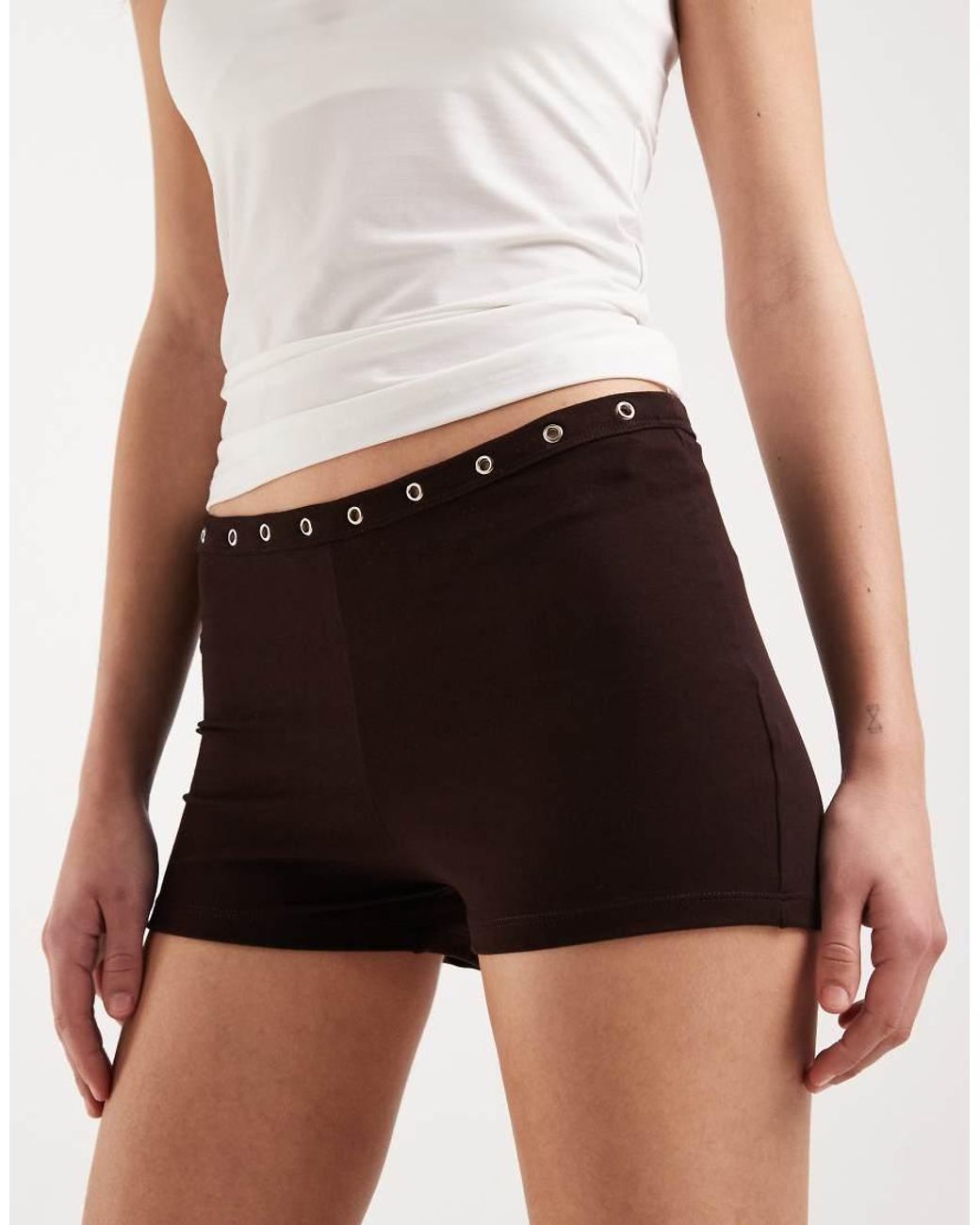 Motel White Kento Hot Pant With Eyelets