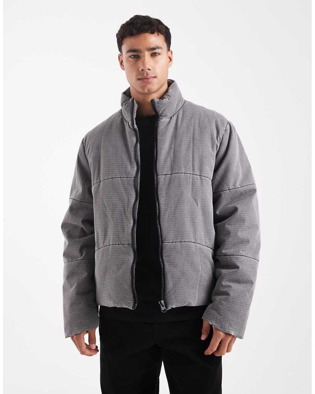 ASOS Gray Ripstop Puffer for men