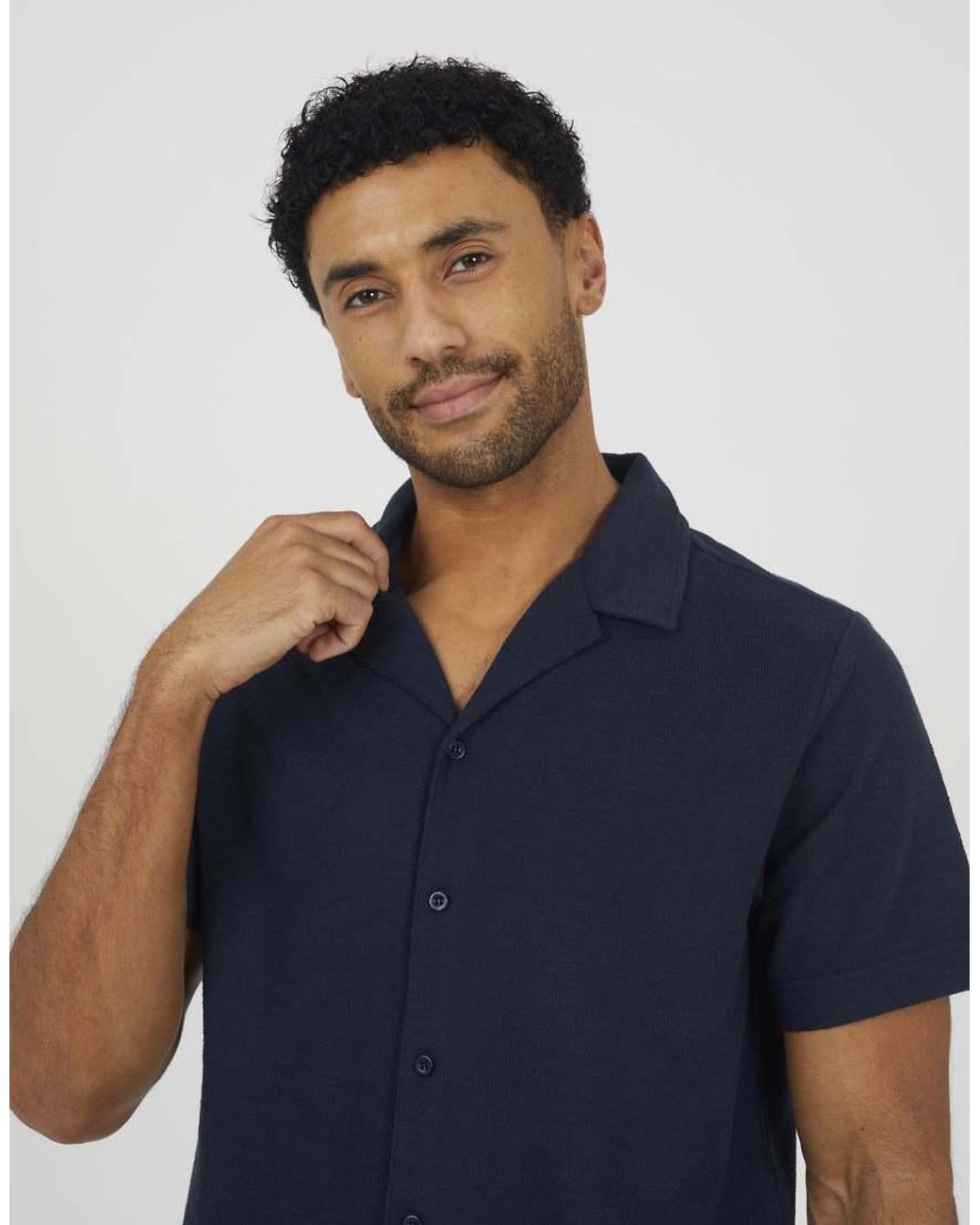 Brave Soul Blue Revere Collar Shirt for men