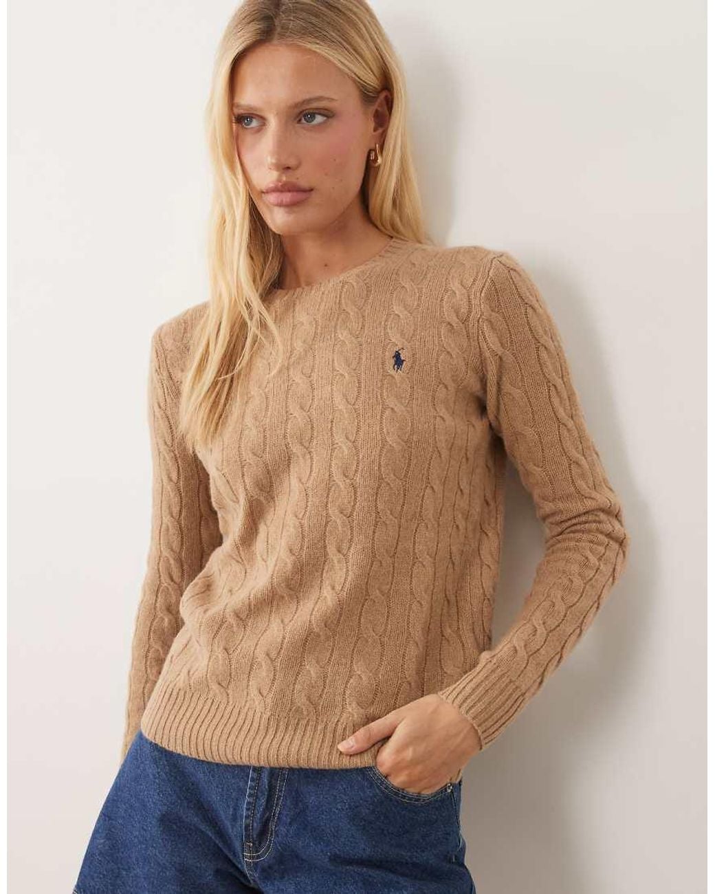 Polo Ralph Lauren Blue Icon Logo Cotton Cable Knit Jumper