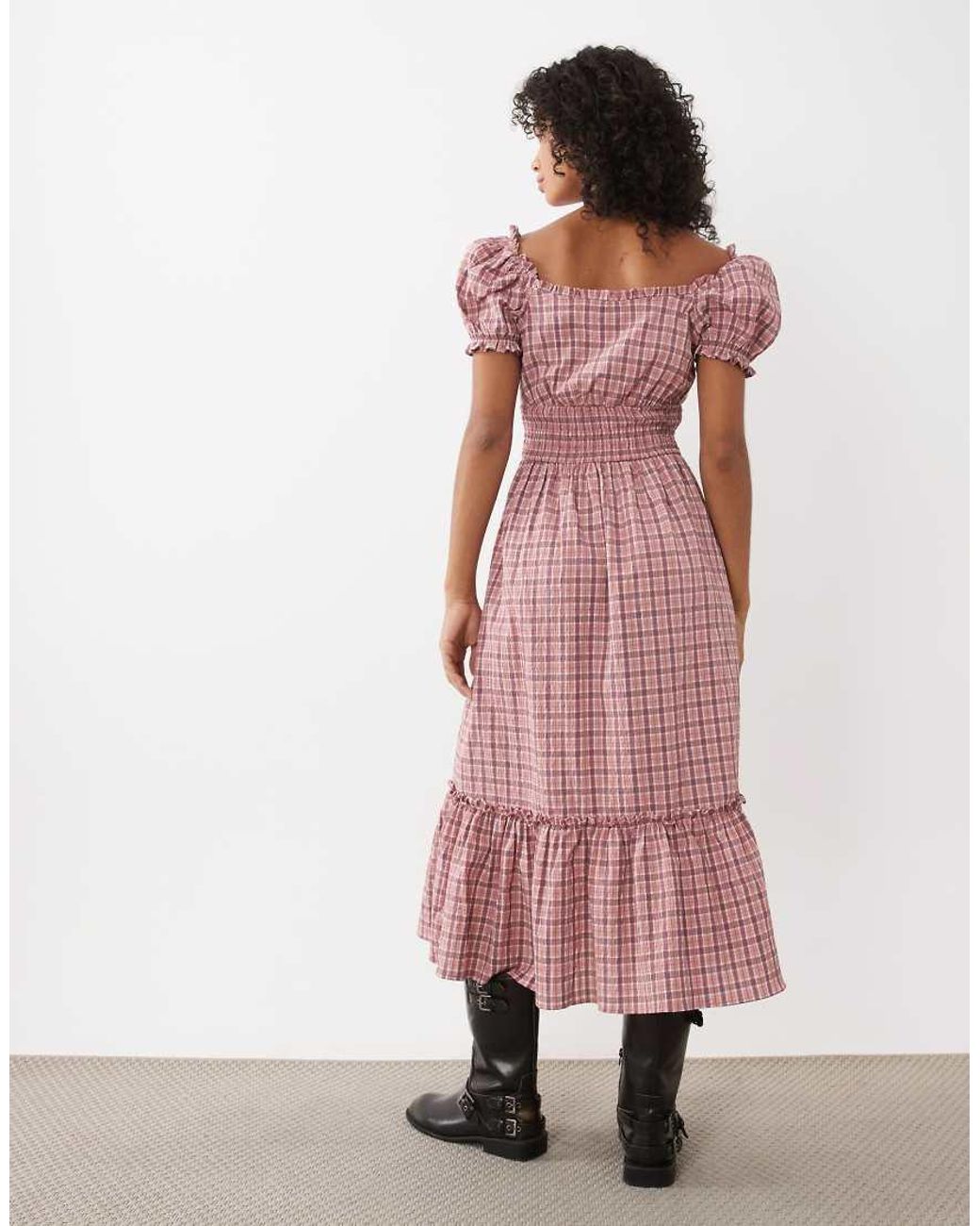Miss Selfridge Pink Milkmaid Maxi Dress