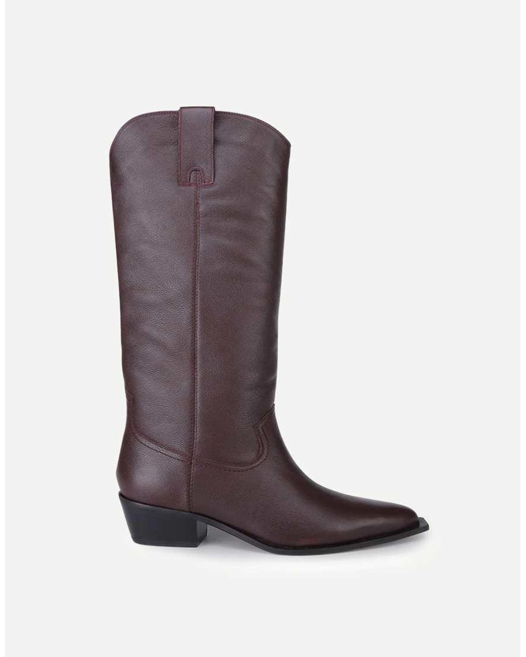 OFF THE HOOK Brown Skye Leather Western Knee-High Boots