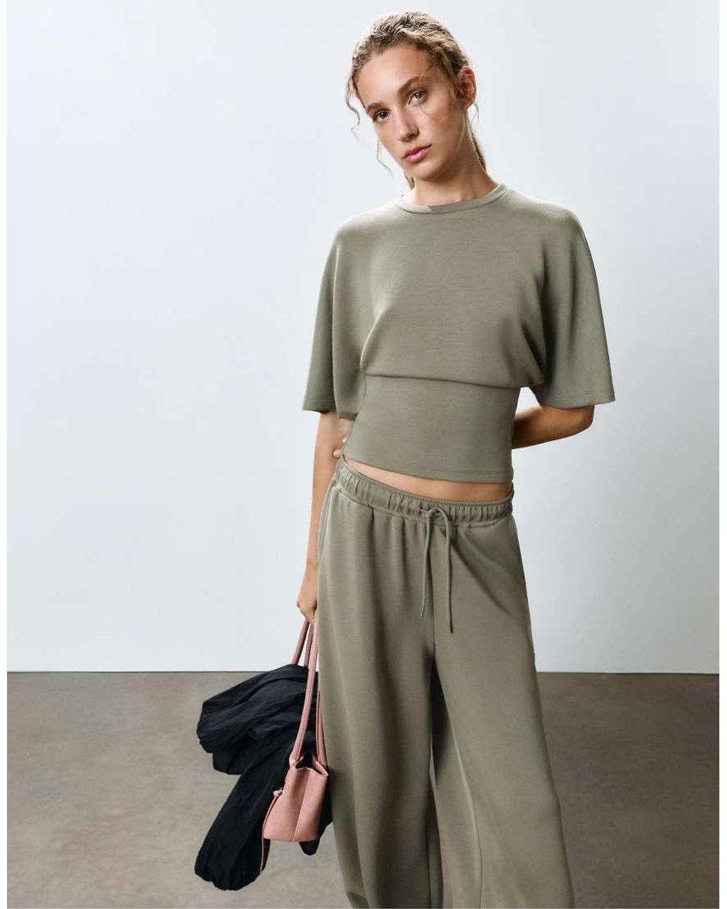 Pull&Bear Green Modal Batwing Sleeve T-shirt