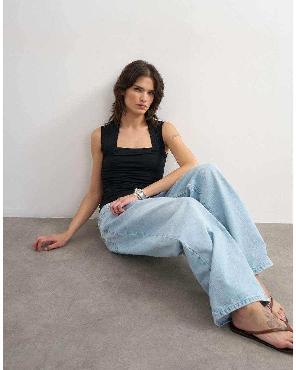 TOPSHOP Blue Square Neck Tank