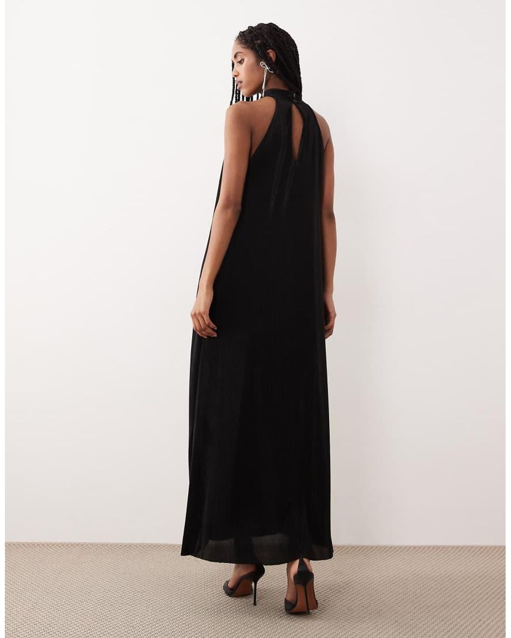 Gina Tricot Natural Halter Neck Flowy Maxi Dress