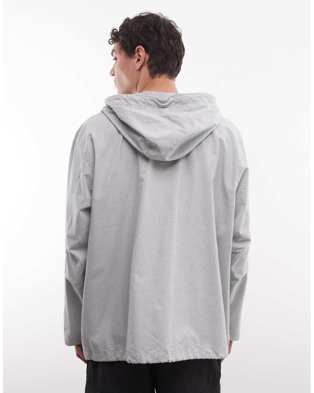 ASOS Gray Oversized Ripstop Windbreaker Jacket for men