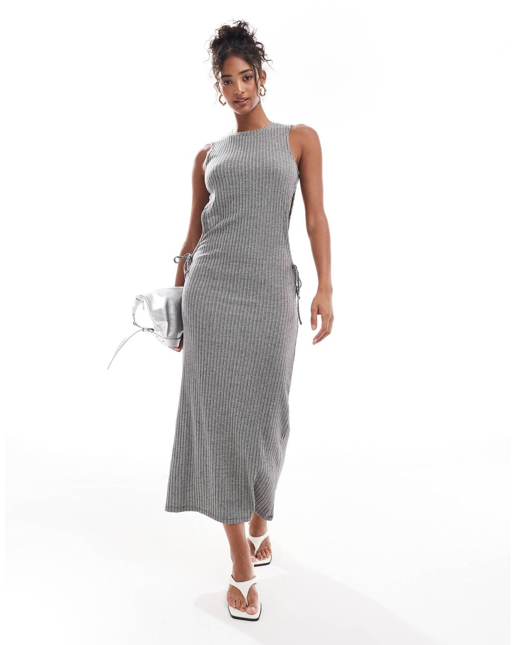 Object White Ribbed Jersey Midi Dress