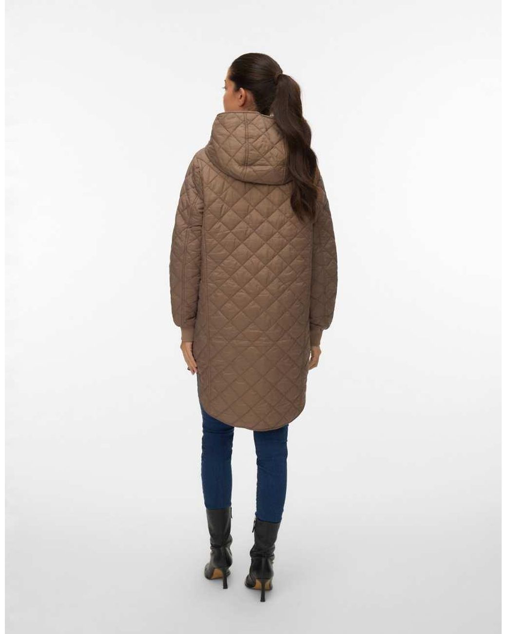Vero Moda Hayle Geribd Doorgestikt 3/4-Mouw Jas Met Capuchon in het Natural