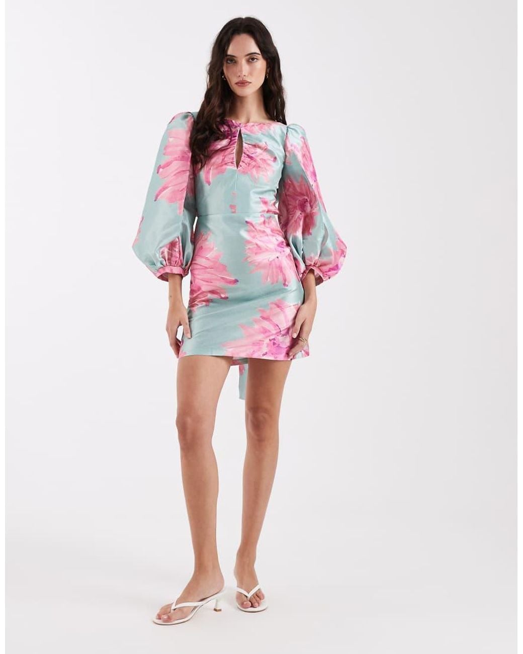 laagam Red Liza Solene Puff Sleeve Mini Dress