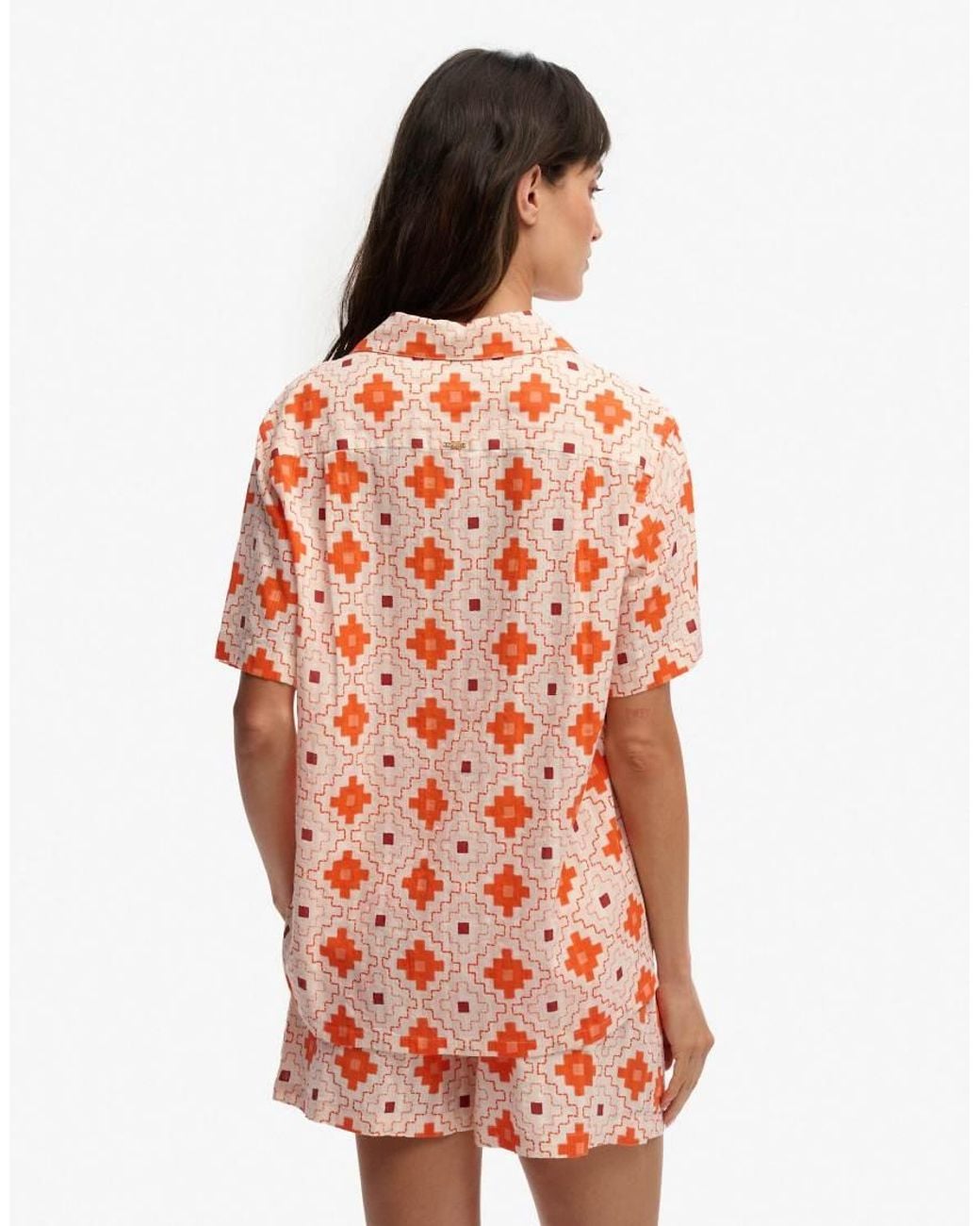 Superdry Orange Beach Printed Short Sleeve Shirt