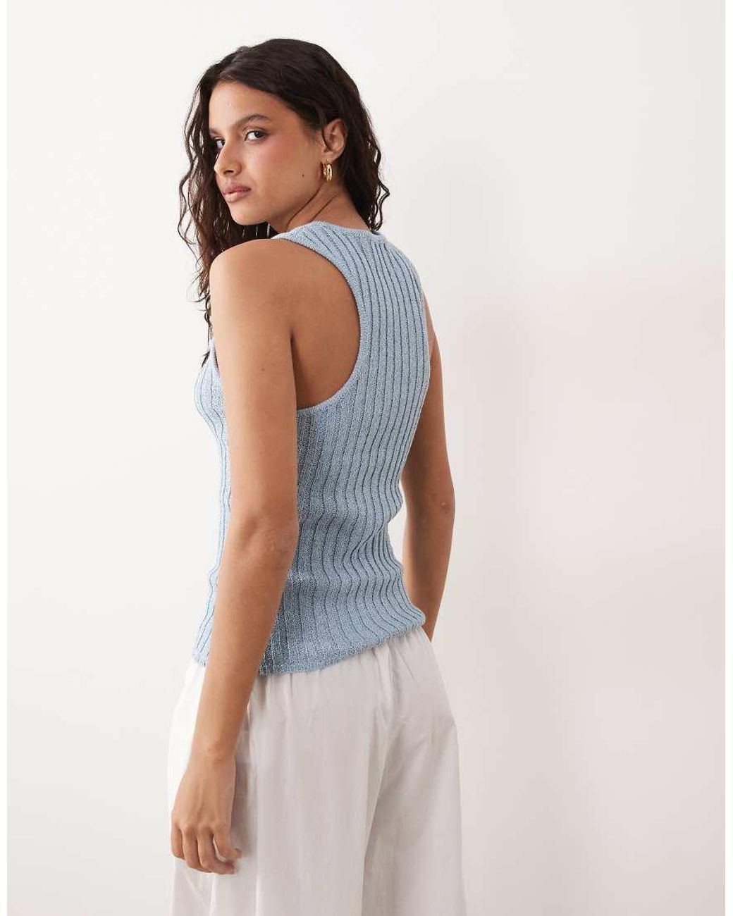 ASOS Blue Ribbed Racer Boucle Vest