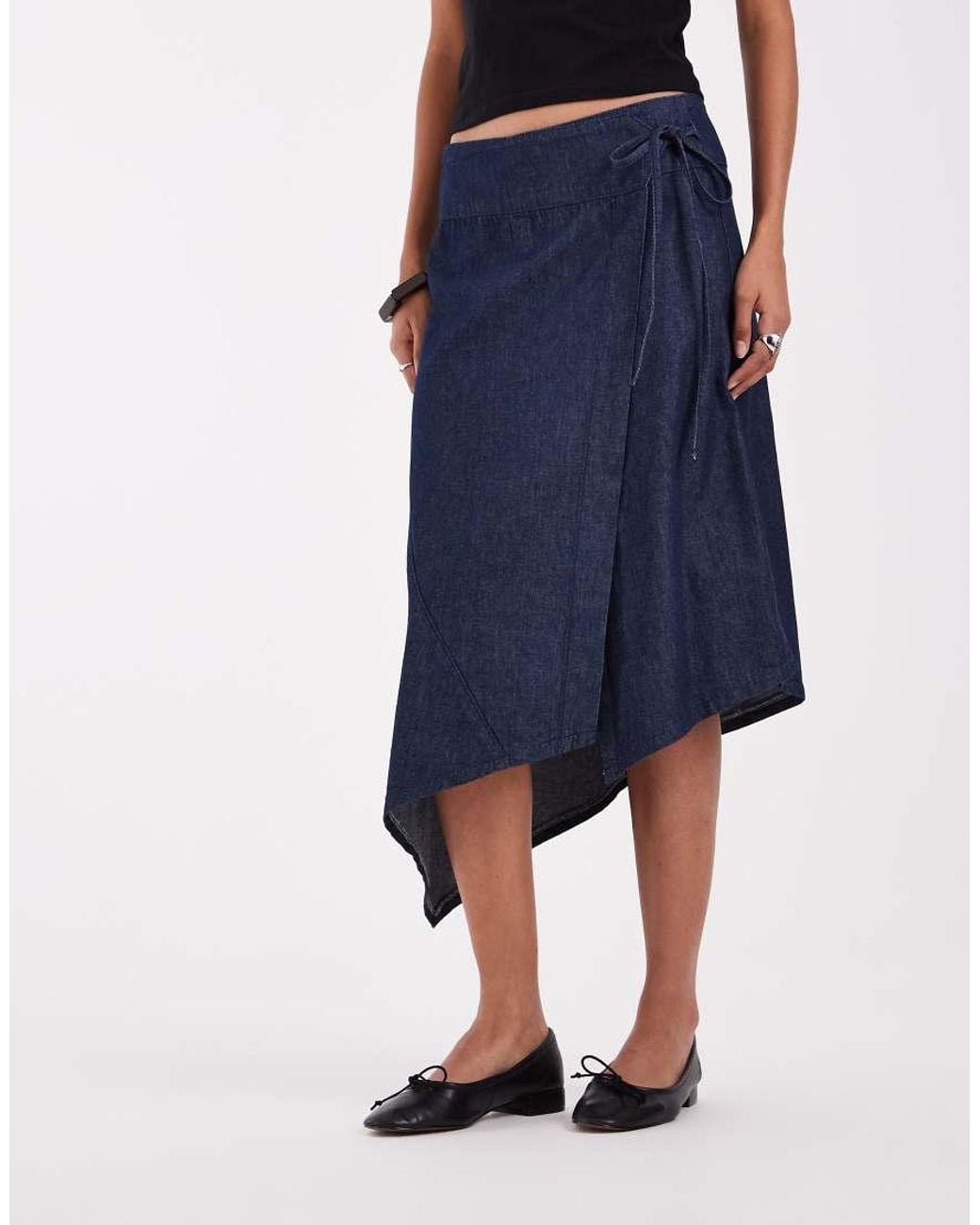 ASOS Blue Denim Asymmetric Wrap Skirt