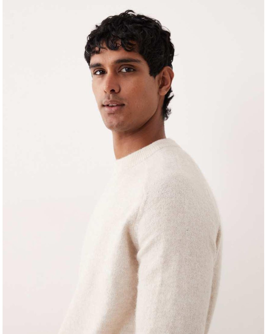 SELECTED White Boxy Alpaca Blend Sweater for men