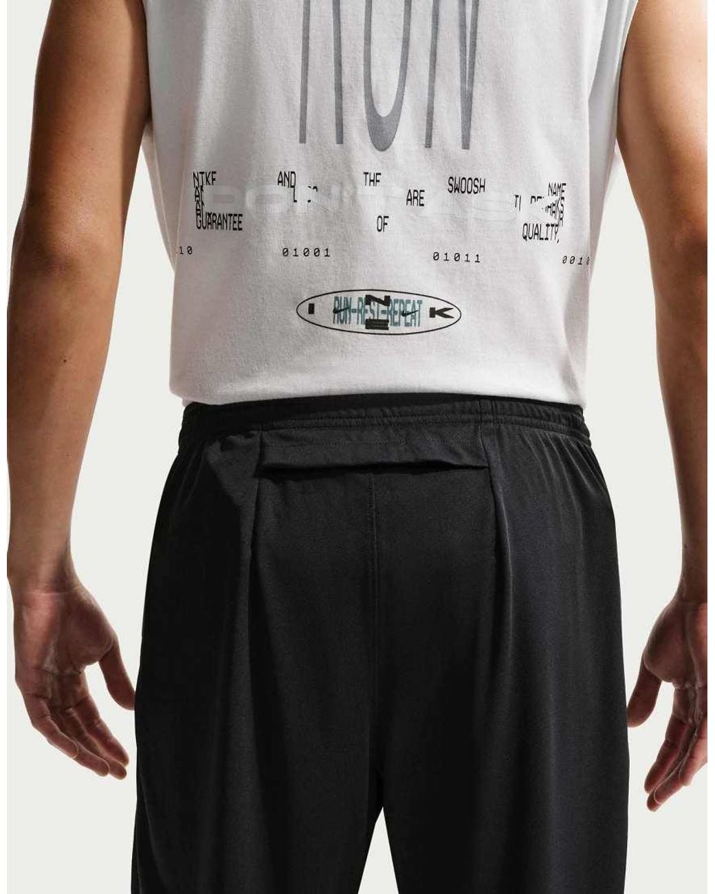 Nike White Dri-fit Knit Running Trousers for men