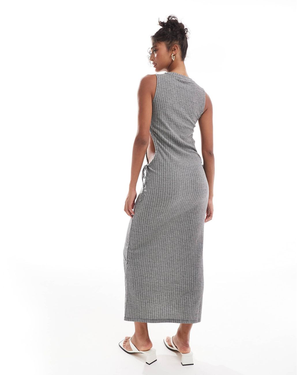 Object White Ribbed Jersey Midi Dress