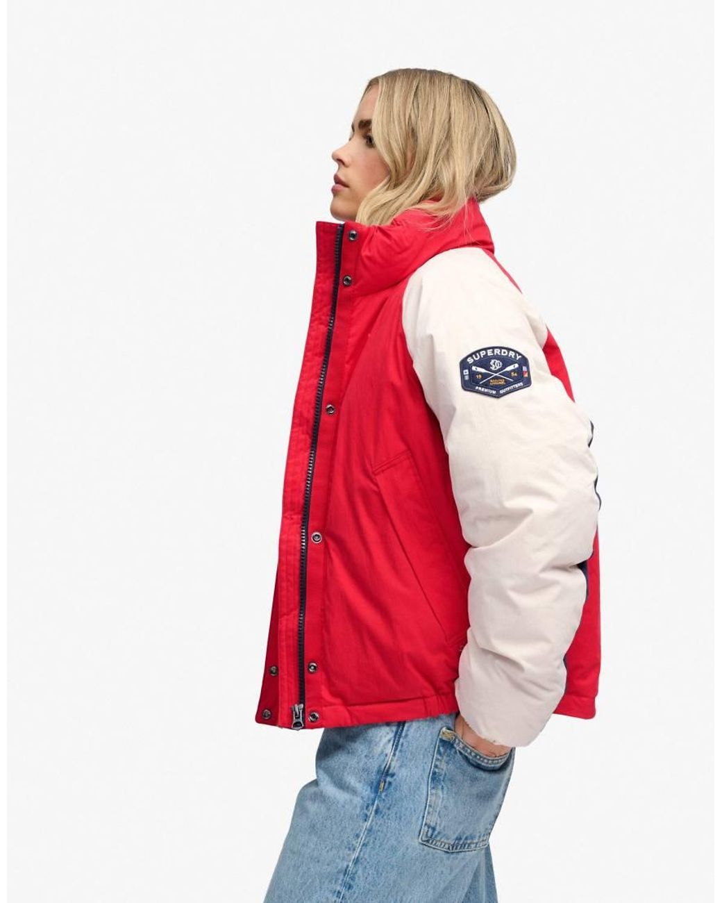 Superdry Red Cotton Padded Shell Jacket