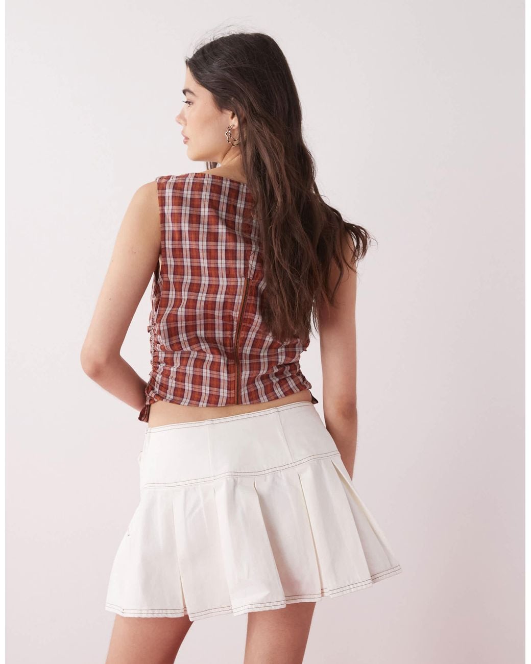 Collusion Pink Denim Mini Kilt Skirt